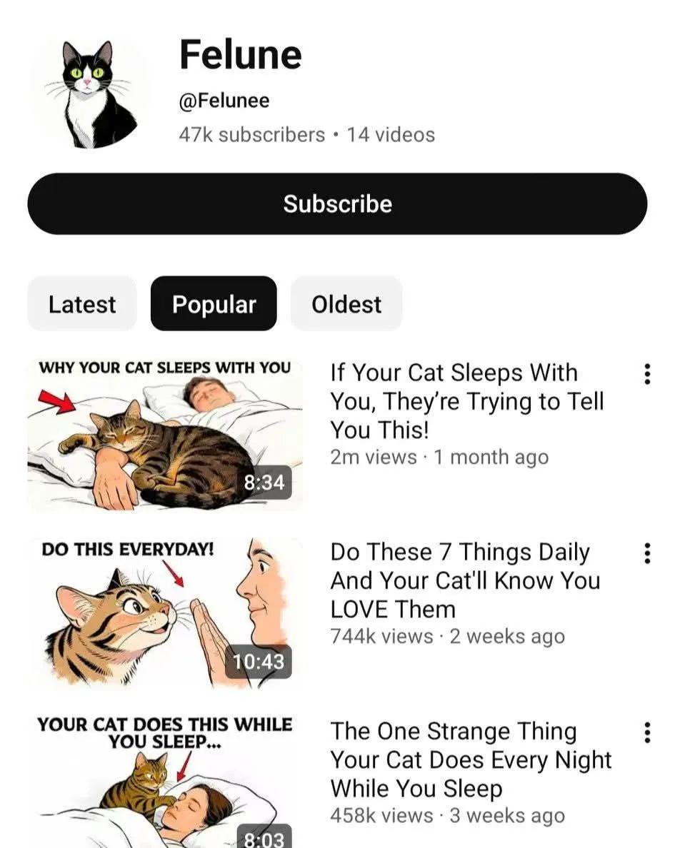 Screenshot Statistik Gila Channel Felune YouTube Automation