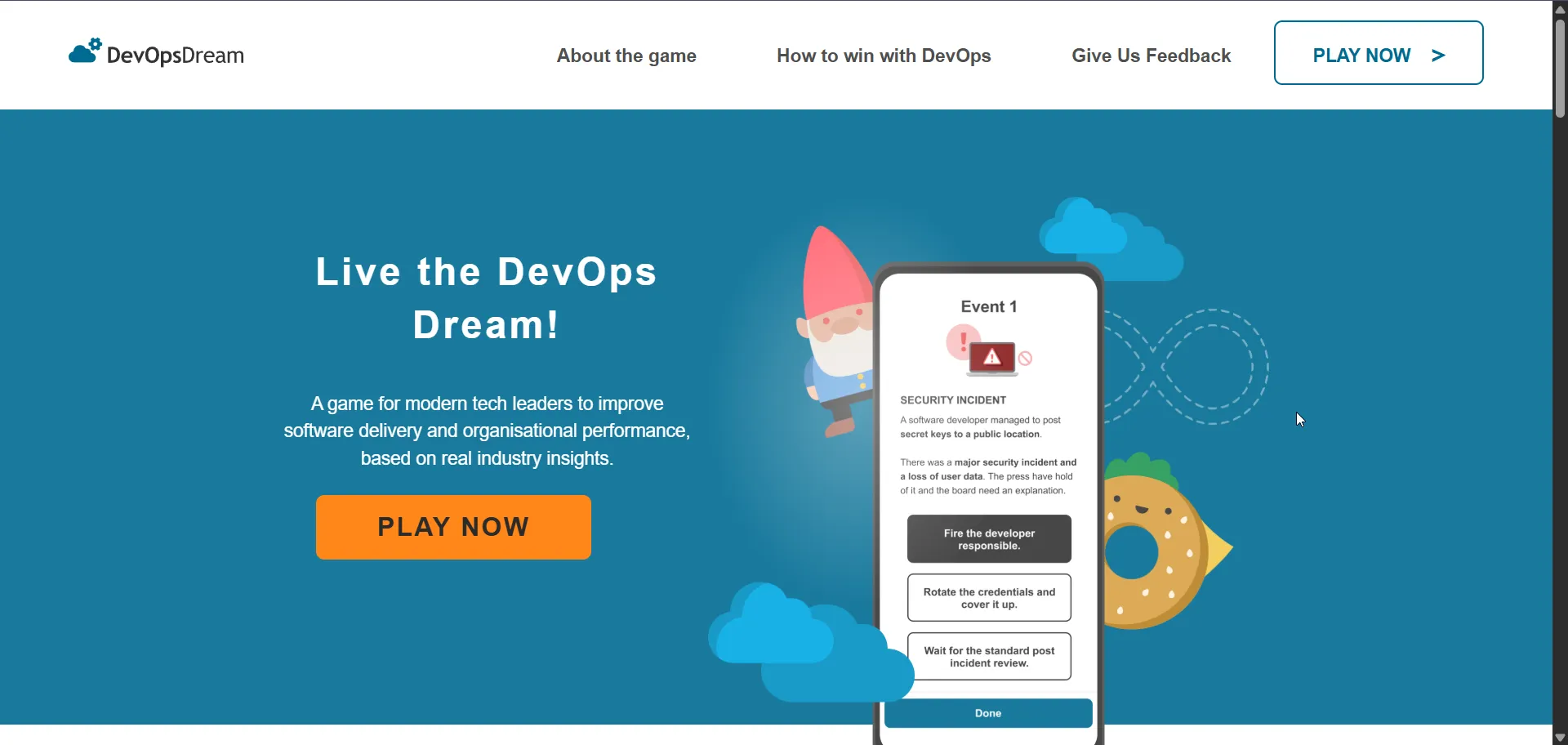 Antarmuka interaktif dari DevOps Games