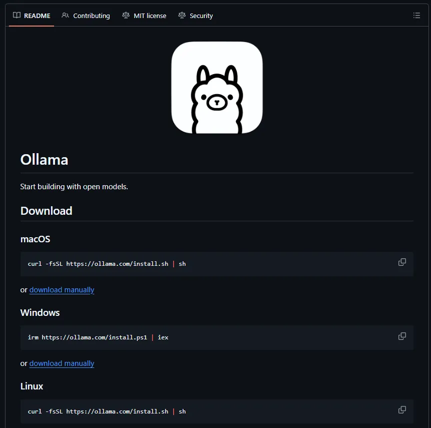 Logo lucu Ollama Repositori untuk menjalankan Llama